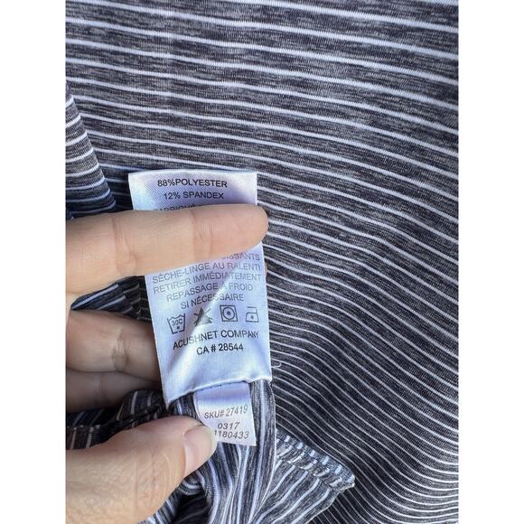 Footjoy Performance Golf Polo Shirt Mens LARGE Gray  Striped Stretch - Picture 4 of 7